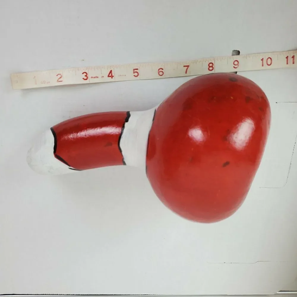 Hand Painted Red Santa Claus Gourd 10